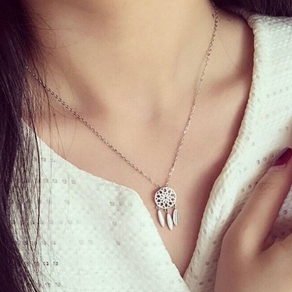 2/$20 Boho Dream Catcher Feather Necklace - Picture 1 of 4